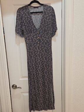 Final Touch Brown Floral V-Neck Maxi Dress
